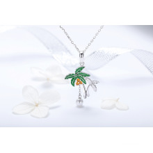 Silver Jewelry Summer Collection Genuine Coconut Tree Women Pendant Necklaces